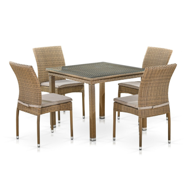 Комплект плетеной мебели T257B/Y380B-W65 Light Brown (4+1). Фото № 1