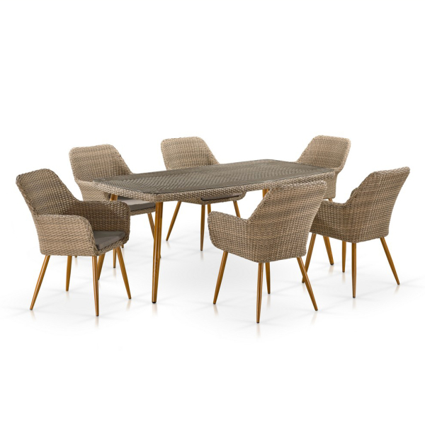 Комплект плетеной мебели T360B/Y360B-W65 Light Brown 6Pcs. Фото № 1