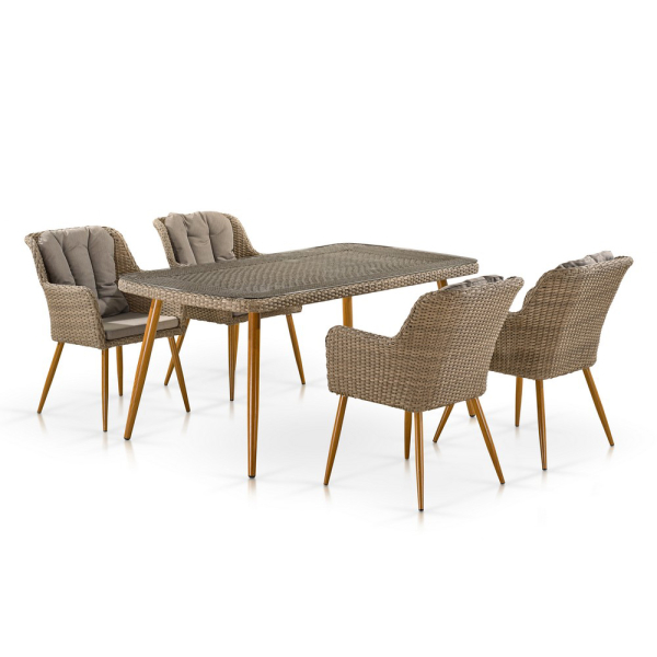 Комплект плетеной мебели T363B/Y363B-W65 Light Brown 4Pcs. Фото № 1