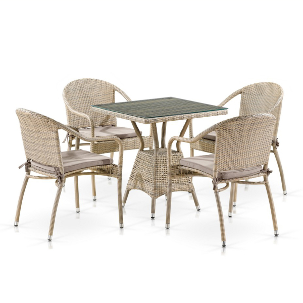 Комплект плетеной мебели T706/Y480C-W85 Latte (4+1). Фото № 1