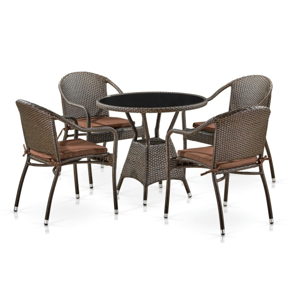 Комплект плетеной мебели T707ANS/Y480A-W53 Brown 4Pcs. Фото № 1
