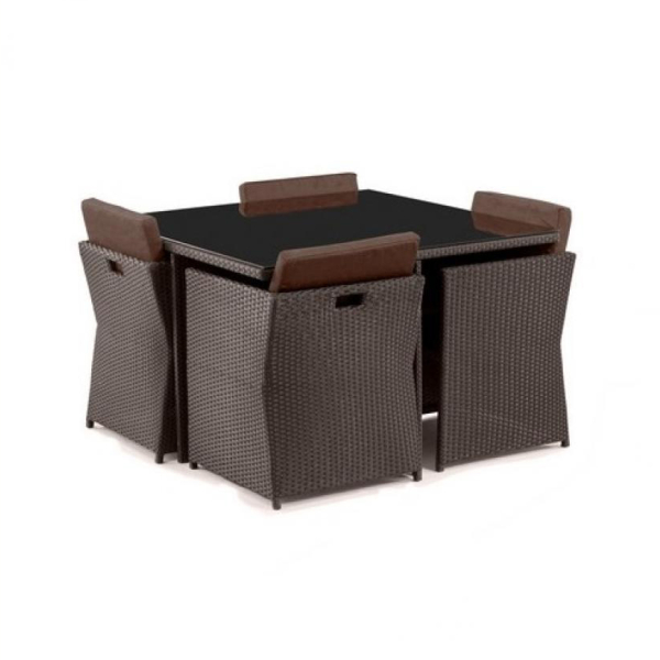 Обеденный комплект плетеной мебели из искусственного ротанга T300A/Y300A-W53 Brown 4Pcs. Фото № 2