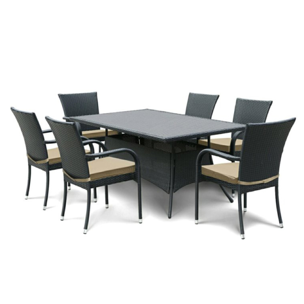 Комплект плетеной мебели из искусственного ротанга T170S/S6 Black 6Pcs. Фото № 1