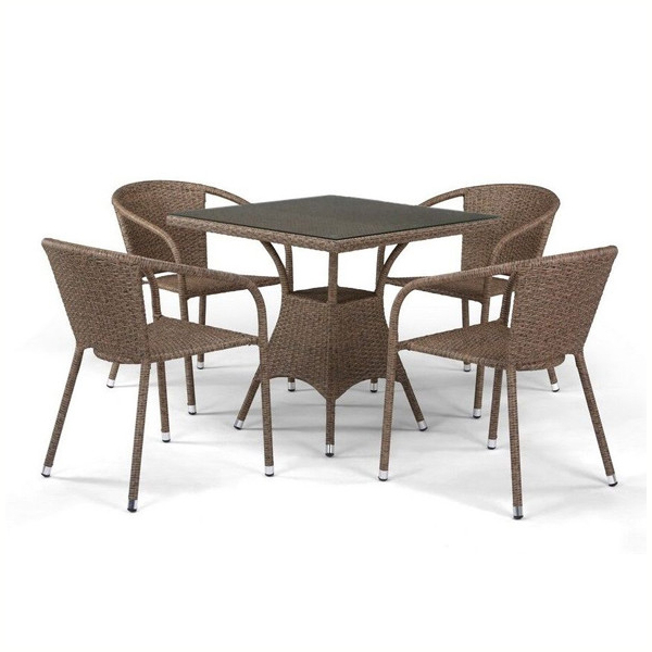 Комплект плетеной мебели из искусственного ротанга T197BT/Y137C-W56 Light brown (4+1). Фото № 1