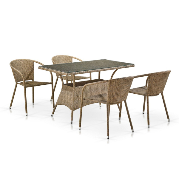 Комплект мебели из искусственного ротанга T198D/Y137C-W56 Light Brown (4+1). Фото № 1