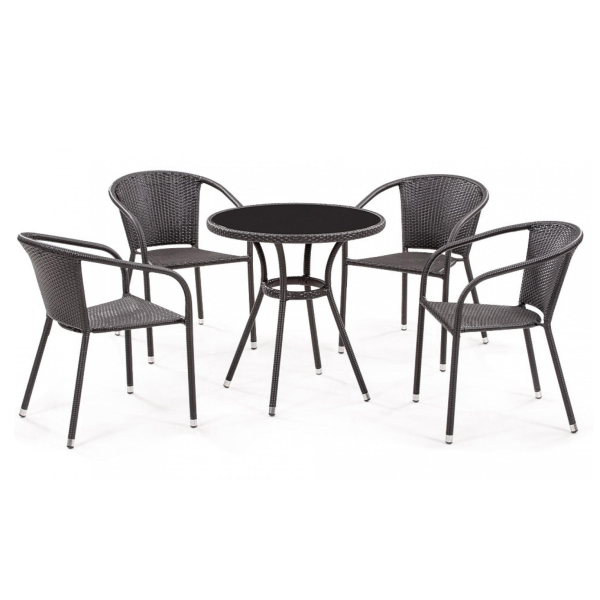 Комплект плетеной мебели из искусственного ротанга T282ANS/Y137C-W53 Brown 4Pcs. Фото № 1