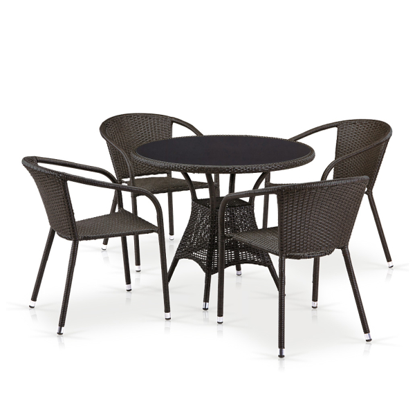 Комплект плетеной мебели из искусственного ротанга T197ANS-W53/Y137C-W53 Brown 4Pcs. Фото № 1