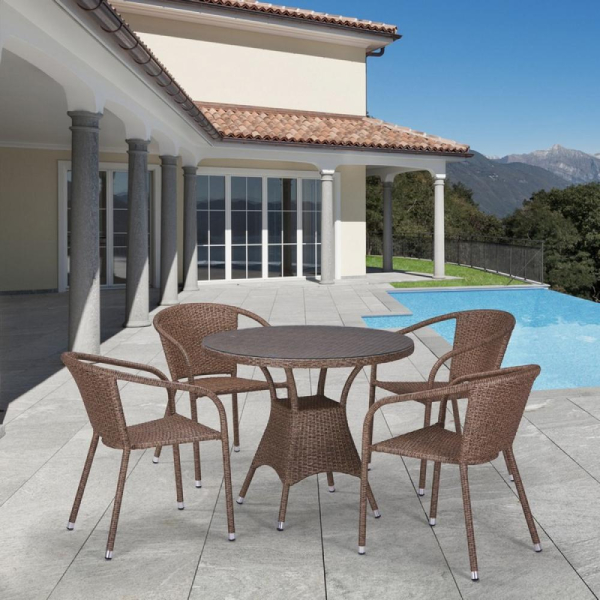 Комплект плетеной мебели из искусственного ротанга T197AT/Y137C-W56 Light brown 4Pcs. Фото № 2