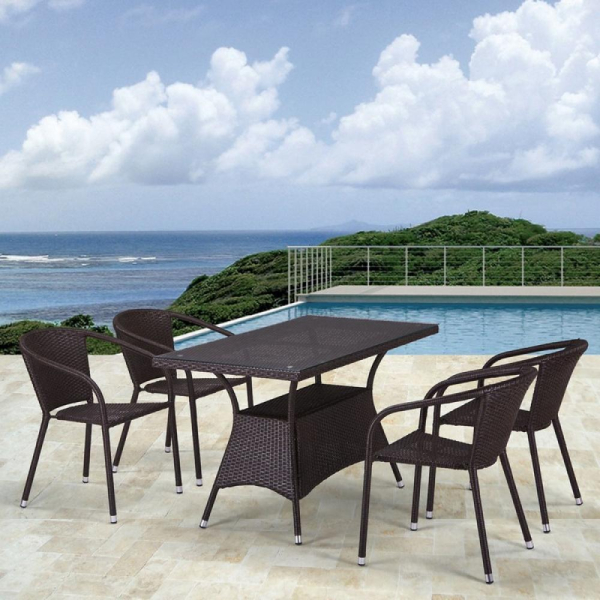 Комплект плетеной мебели из искусственного ротанга T198A/Y137C-W53 Brown 4Pcs. Фото № 2