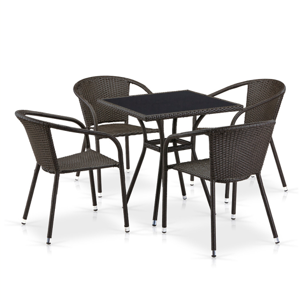 Комплект плетеной мебели из искусственного ротанга T282BNS/Y137C-W53 Brown 4Pcs. Фото № 1