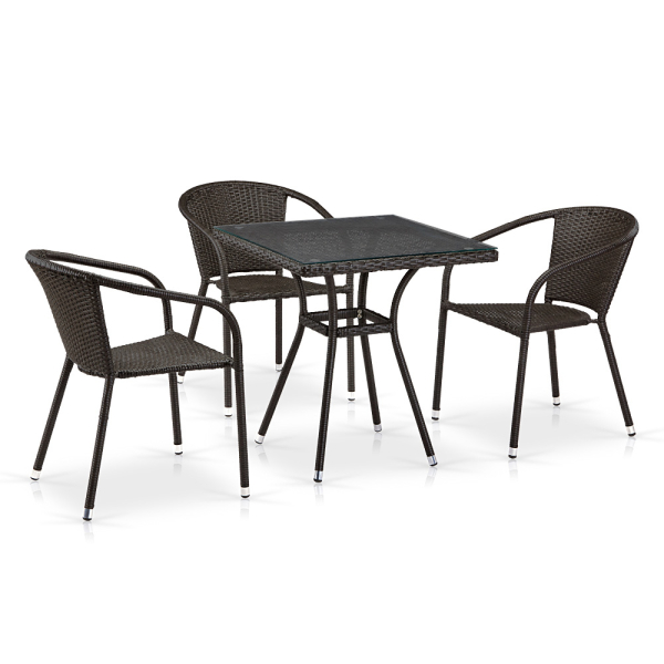 Комплект плетеной мебели из искусственного ротанга T282BNT/Y137C-W53 Brown 3Pcs. Фото № 1