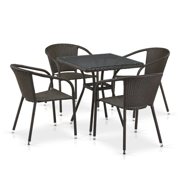 Комплект плетеной мебели из искусственного ротанга T282BNT/Y137C-W53 Brown 4Pcs. Фото № 1