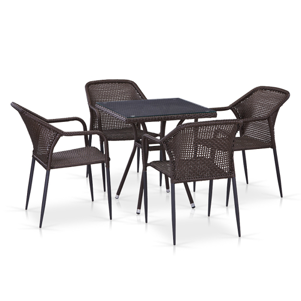 Комплект плетеной мебели из искусственного ротанга T282BNT/Y35-W2390 Brown 4Pcs. Фото № 1