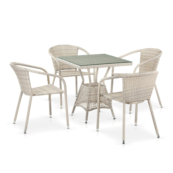 Комплект плетеной мебели из искусственного ротанга T706/Y137C-W85 Latte 4Pcs. Фото № 1