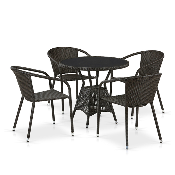 Комплект плетеной мебели из искусственного ротанга T707ANS/Y137C-W53 4Pcs Brown. Фото № 1