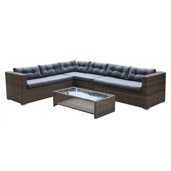 Диван угловой плетеный из искусственного ротанга AFM-305B Brown/Grey. Фото № 1