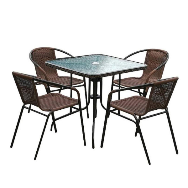 Комплект плетеной мебели из искусственного ротанга Николь-2A TLH-037AR2/080SR-80х80 Cappuccino (4+1). Фото № 1