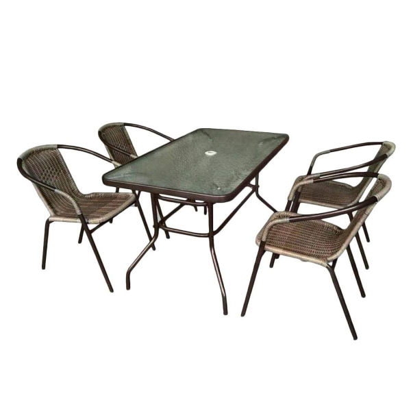 Комплект плетеной мебели из искусственного ротанга Николь-3A TLH-037BR3/CDT016-120х70 Brown (4+1). Фото № 1