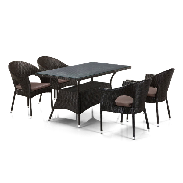 Комплект плетеной мебели из искусственного ротанга T198A/Y97B-W53 4 Pcs Brown. Фото № 1