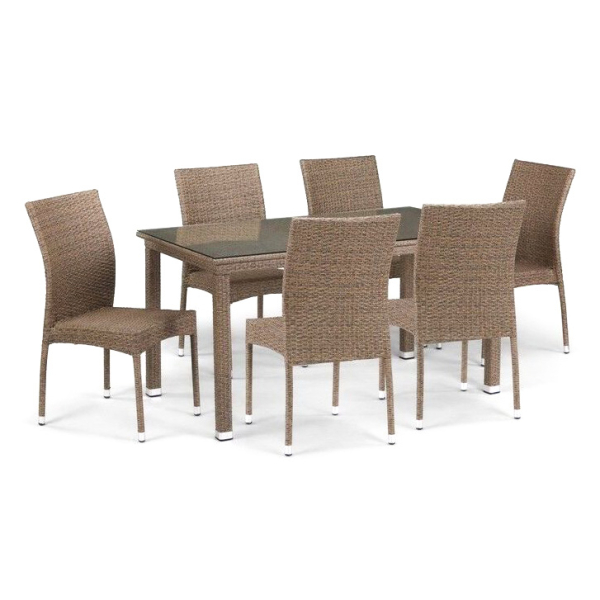 Комплект плетеной мебели из искусственного ротанга T256B/Y380B-W56 Light Brown 6Pcs. Фото № 1