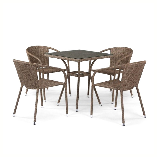 Комплект плетеной мебели из искусственного ротанга T282BNT/Y137C-W56 Light Brown 4Pcs. Фото № 1