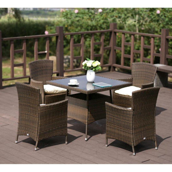 Обеденный комплект плетеной мебели из искусственного ротанга AFM-410SL90x90 4Pcs. Фото № 2