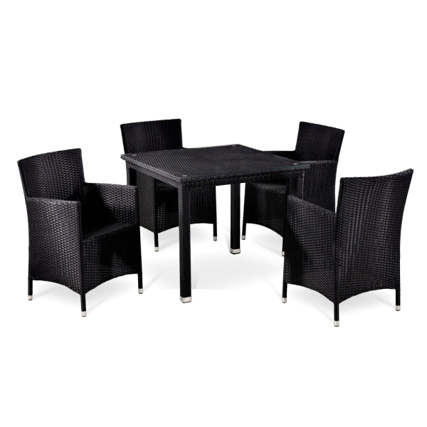 Комплект плетеной мебели из искусственного ротанга T246ST/Y189D-W5 Black 4Pcs. Фото № 1