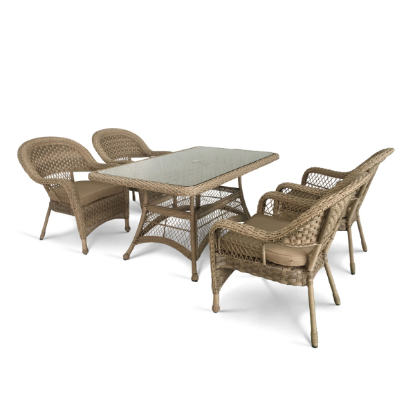Комплект плетеной мебели из искусственного ротанга T130Bg/Y130Bg-150x90 Beige/Beige 4Pcs. Фото № 1