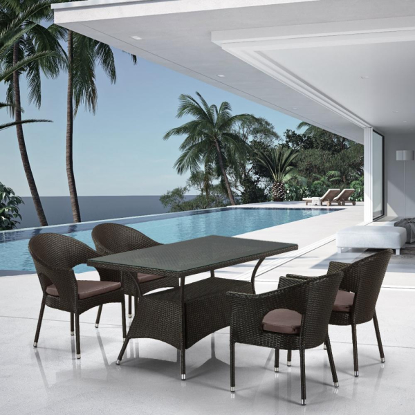 Комплект плетеной мебели из искусственного ротанга T198A/Y97B-W53 4 Pcs Brown. Фото № 2