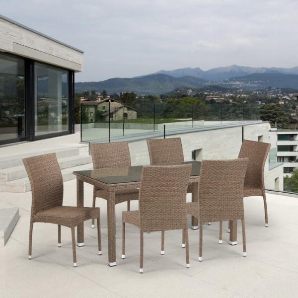 Комплект плетеной мебели из искусственного ротанга T256B/Y380B-W56 Light Brown 6Pcs. Фото № 2