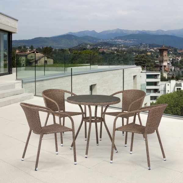 Комплект плетеной мебели из искусственного ротанга T282ANT/Y137C-W56 Light Brown 4Pcs. Фото № 2
