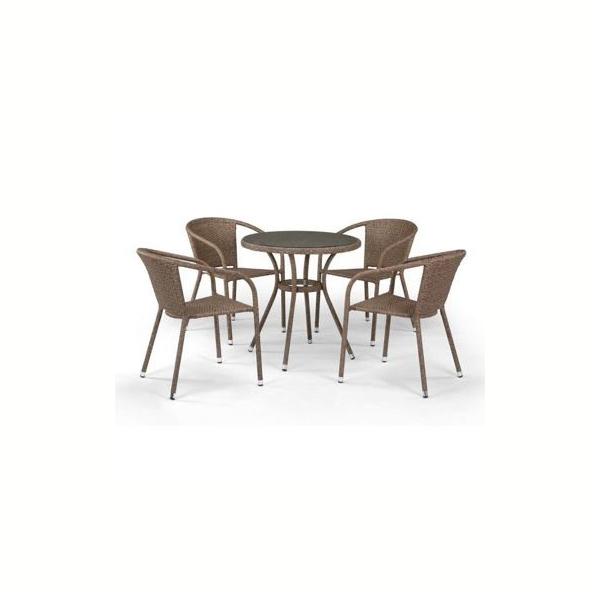 Комплект плетеной мебели из искусственного ротанга T282ANT/Y137C-W56 Light Brown 4Pcs. Фото № 1
