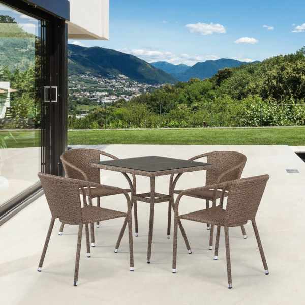 Комплект плетеной мебели из искусственного ротанга T282BNT/Y137C-W56 Light Brown 4Pcs. Фото № 2
