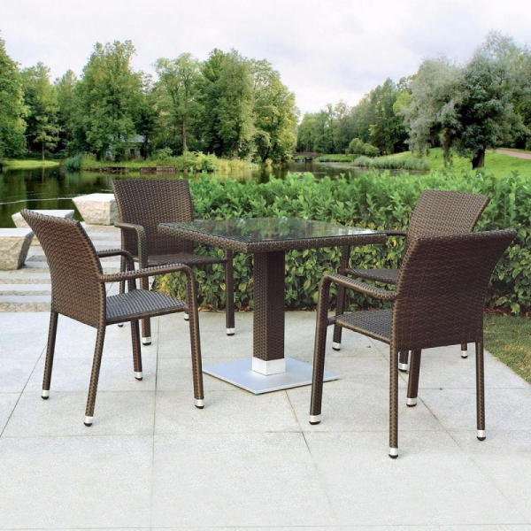 Комплект плетеной мебели из искусственного ротанга T606SWT/A2001B-W53 Brown 4Pcs. Фото № 1