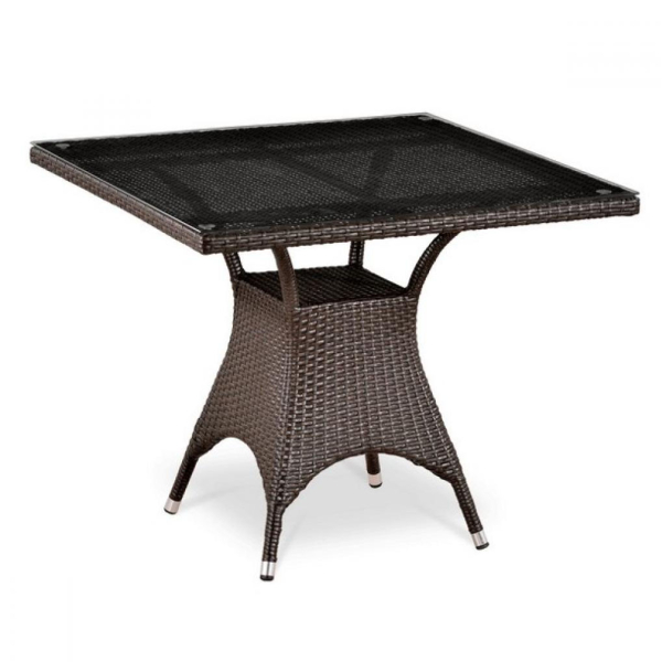 Плетеный стол из искусственного ротанга T220BBT-W52-90x90 Brown. Фото № 1