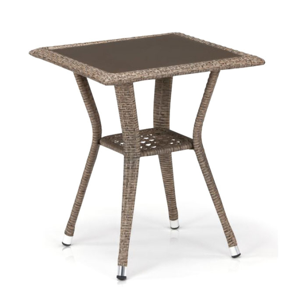 Плетеный стол из искусственного ротанга T25-W56-50x50 Light brown. Фото № 1