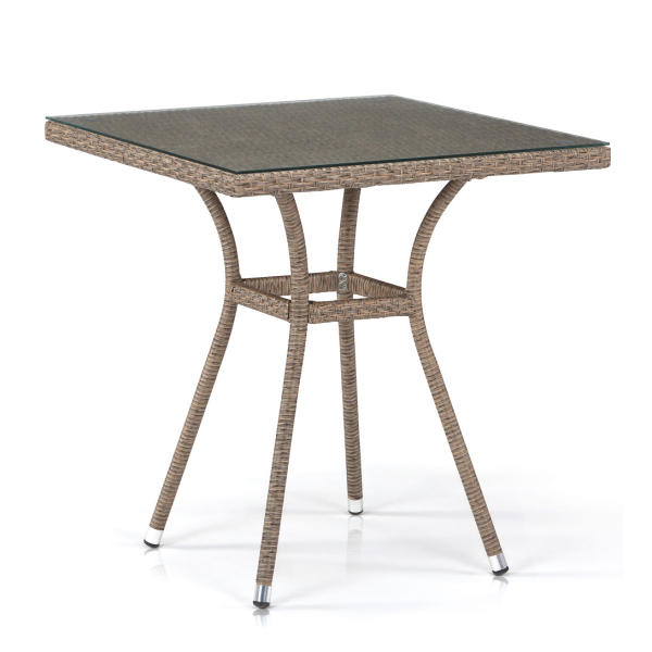 Плетеный стол из искусственного ротанга T282BNT-W56-70x70 Light Brown. Фото № 1