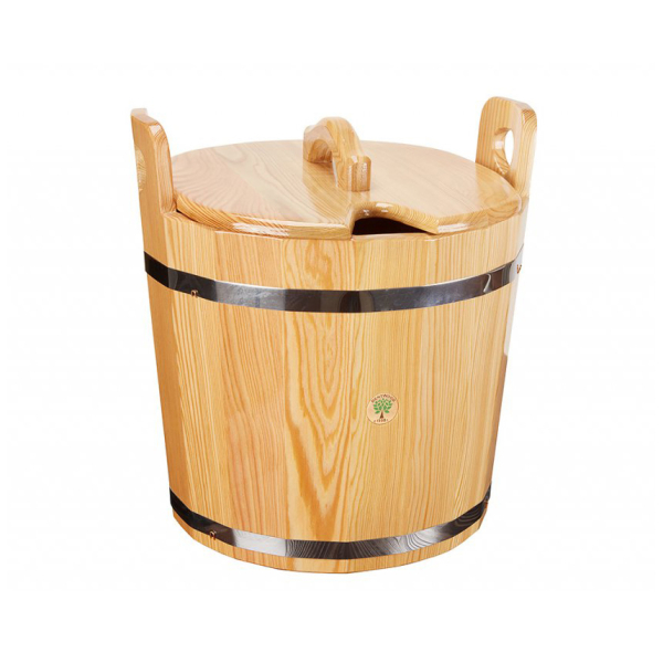 Запарник для бани BentWood лиственница натуральная (с крышкой) 22л. Фото № 1