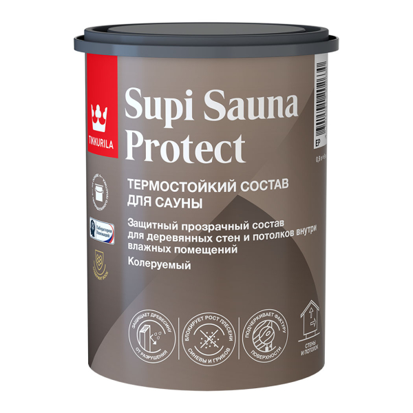 Состав защитный Tikkurila Supi Sauna Protect EP для стен и потолков в сауне, 0.9 л. Фото № 1