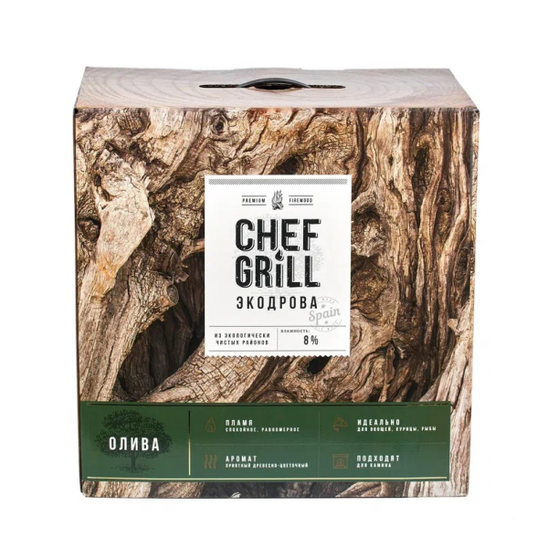 Дрова CHEF GRILL из дерева Олива (Испания) 8 кг для мангала, камина, бани, барбекю. Фото № 2