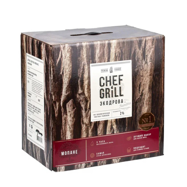 Дрова CHEF GRILL из дерева Мопане (Намибия) 8 кг для мангала, камина, бани, барбекю. Фото № 1