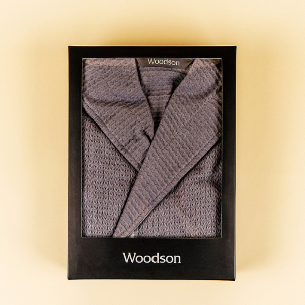 Халат вафельный с капюшоном Woodson, gray (56). Фото № 8