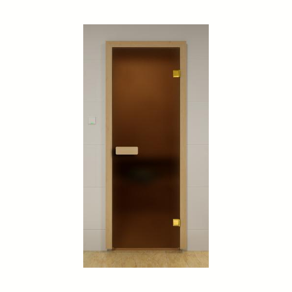 Дверь стеклянная Sauna Market, бронза матовая 70х190, коробка ОСИНА/БЕРЁЗА. Фото № 1