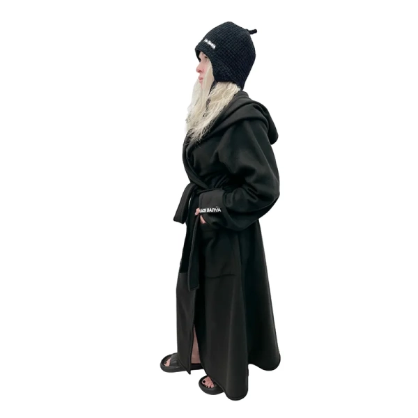 Халат с капюшоном Oversize Black Banya флис (размера 42-48) женский. Фото № 2