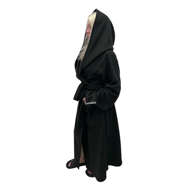 Халат с капюшоном Oversize Black Banya флис (размера 42-48) женский. Фото № 1