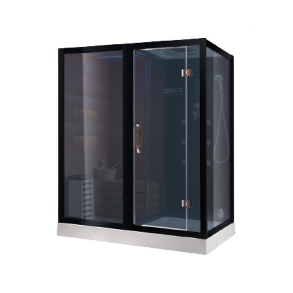 Комбинированная сауна 2в1 Ceruttispa ALBANO Nero K9752L - Black 1800x1100x2230. Фото № 1