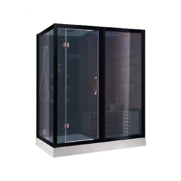 Комбинированная сауна 2в1 Ceruttispa ALBANO Nero K9752R - Black 1800x1100x2230. Фото № 1