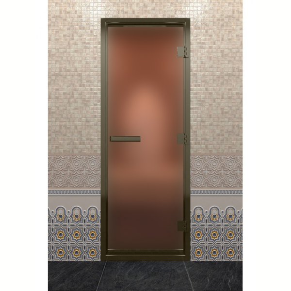 Дверь DoorWood Хамам в Бронзовом профиле, стекло бронза матовая, 210х70 (по коробке). Фото № 1
