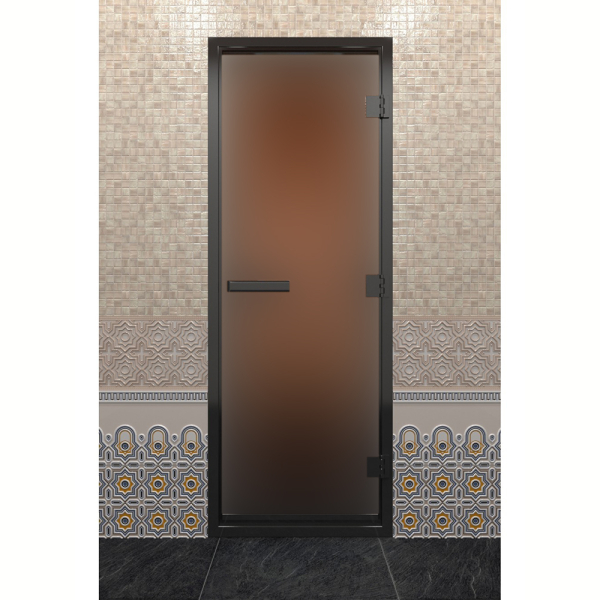 Дверь DoorWood Хамам в Черном профиле, стекло бронза матовая, 200х60 (по коробке). Фото № 1