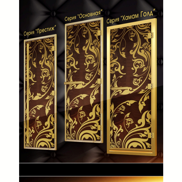 Дверь для сауны и бани DoorWood Золотая Венеция Luxary Gold 190х70 (по коробке). Фото № 3